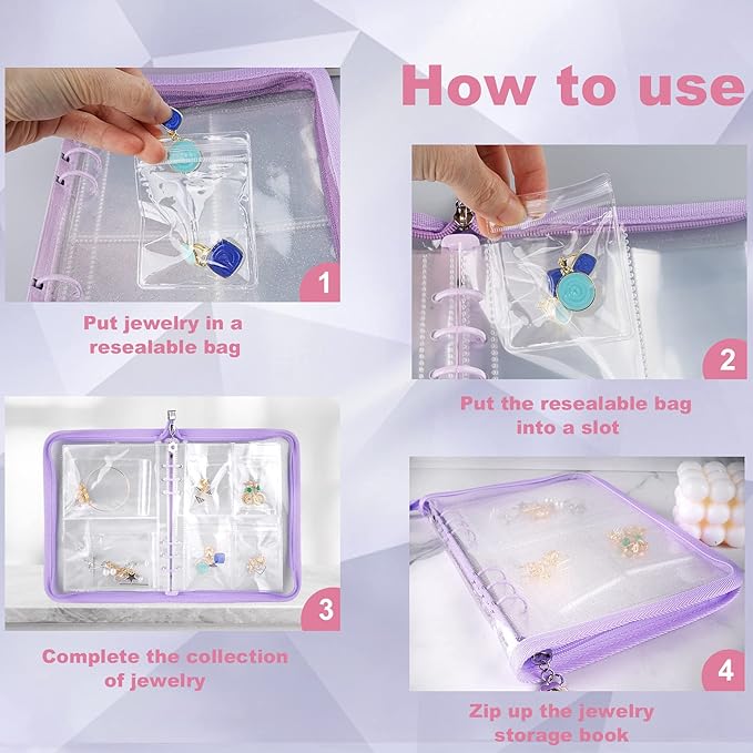 Travel Jewelry Organizer Transparent Jewelry Storage Book Set with Pocket Traveling Necklace Earring Organizer with Zipper fo