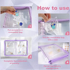 Travel Jewelry Organizer Transparent Jewelry Storage Book Set with Pocket Traveling Necklace Earring Organizer with Zipper fo