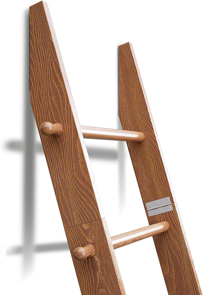 TEAKMAMA 6-Tier Blanket Ladder with Hanging Knobs,5.5 Ft Wall Leaning Blanket Ladders for Living Room Bedroom,Rustic Decorati