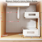 2 Packs 21IN Depth Under Sink Organizer, 2-Tier Pull Out Cabinet Organizer With Smooth Circular Rail, Large Capacity Metal Me