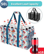 WONDAY Extra Large Reusable Grocery Bag Carrier with Handle, Thirty One Utility Tote Foldable for Shopping and Beach