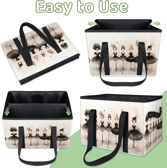 Reusable Grocery Bags Heavy Duty Shopping Bags Foldable Large Tote Bags with Long Handles & Hard Bottom