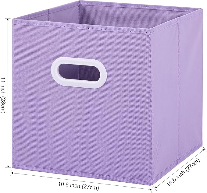 Stero Fabric Storage Bins 6 Pack Fun Colored Durable Storage Cubes with Plastic Handles Foldable Cube Baskets for Home, Kids 