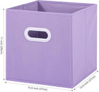 Stero Fabric Storage Bins 6 Pack Fun Colored Durable Storage Cubes with Plastic Handles Foldable Cube Baskets for Home, Kids 
