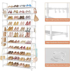 LANTEFUL 11 Tiers Tall Shoe Rack Holds 55 Pairs of Shoes with 18pcs Hooks Sturdy Wide Shoe Organizer Storage Free Standing Me