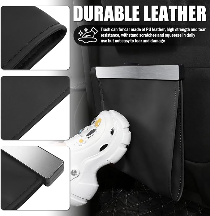 LED Car Trash Can Leak-Proof,Strong Magnetic Fast Closing Car Trash Bin as Cars Organizers and Storage,Cars Garbage Can with Automotive Trashs Bag for Backseat,Console,Door