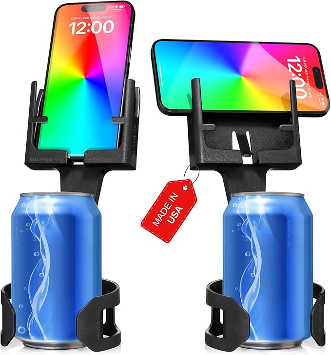 Cup Holder Phone Holder Mount for Car - Universal Adjustable Expander Cradle Hands-Free Driving - Compatible with All Smartphones Car Mount for iPhone Samsung Google Android Mobile Black 2-Pack