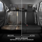 Cat® Edge Deluxe Faux Leather Car Seat Covers – Full Set (2 Front + 1 Rear Bench) – Semi-Custom Universal Fit, Two-Tone Black