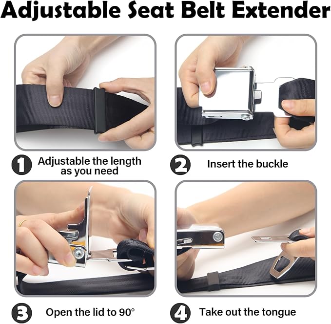 2 in 1 Airplane Seat Belt Extender, Coolrunner Adjustable 7-32" Airplane Seatbelt Extender - FITS ALL Airlines - Free Carrying Case