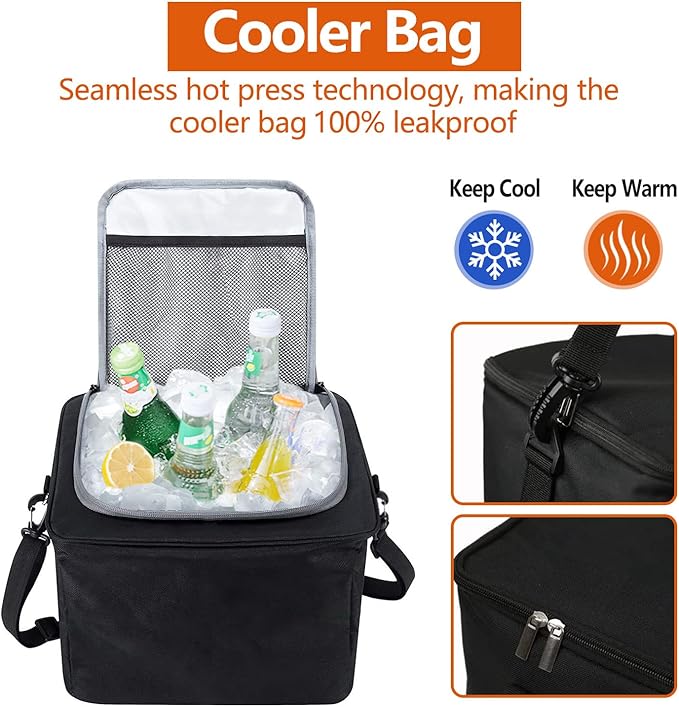 Car Trunk Organizer with Insulated Cooler Bag, Foldable Waterproof Storage Organizer with Lid for SUV, Truck, Sedan - 4 Large