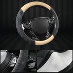 GIANT PANDA Microfiber Leather Steering Wheel Cover for Honda Accord,Civic,CR-V,HR-V,Pilot(Black+Beige-Standard Size)