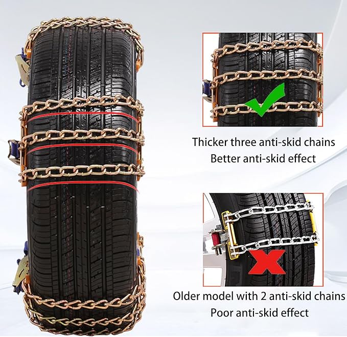 Snow Tire Chains, Universal Car Emergency Anti Slip Snow tire Chains, 6 Pack Winter Security Portable Adjustable Car Tire Sno