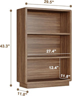 ChooChoo 3-Tier Bookcase, Wooden Bookshelf, Farmhouse Bookshelf with Open Storage, Tall Bookcase for Bedroom and Home Office,