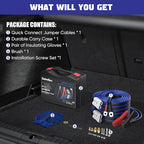 2/0 Gauge 30 FT Heavy Duty Jumper Cables, 1500Amp Quick Connect Booster Cables for 12V & 24V Cars, SUVs and Trucks, Kit with Carry Case, Gloves, Brushes