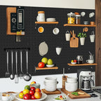 Peg Board,Steel Organization Panels, Ideal for Garage Tool Storage, Office Organization, Craft Room, Kitchen,Pack of 6(Black,