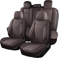 Nappa Leather Car Seat Covers Full Set, Brown Car seat Protector 5 Seats, Waterproof Car Seat Cushion, Universal Automotive S