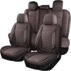 Nappa Leather Car Seat Covers Full Set, Brown Car seat Protector 5 Seats, Waterproof Car Seat Cushion, Universal Automotive S