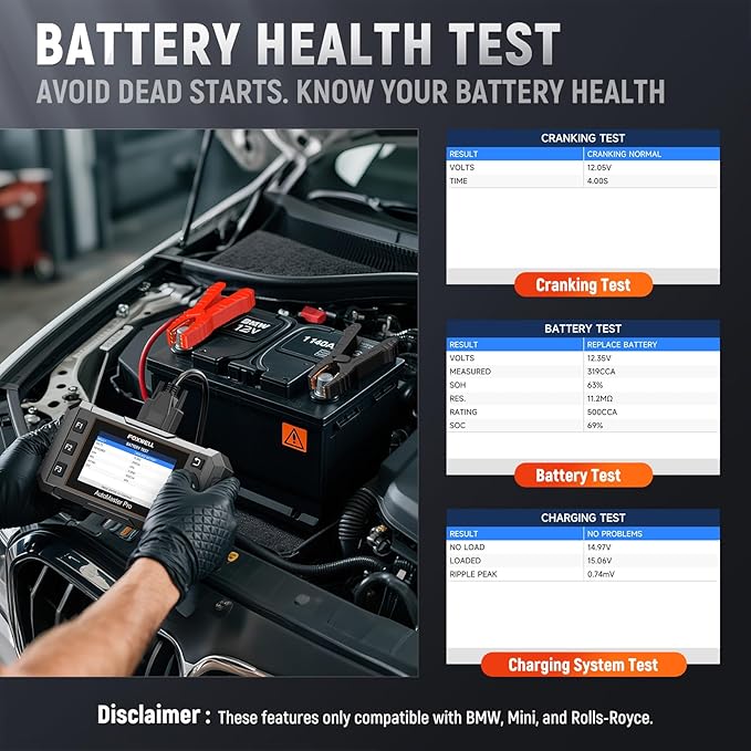 FOXWELL NT510 Pro fit for BMW OBD2 Scanner with 12V Battery Tester, Full System Diagnostic Bi-Directional Control Scanner, All