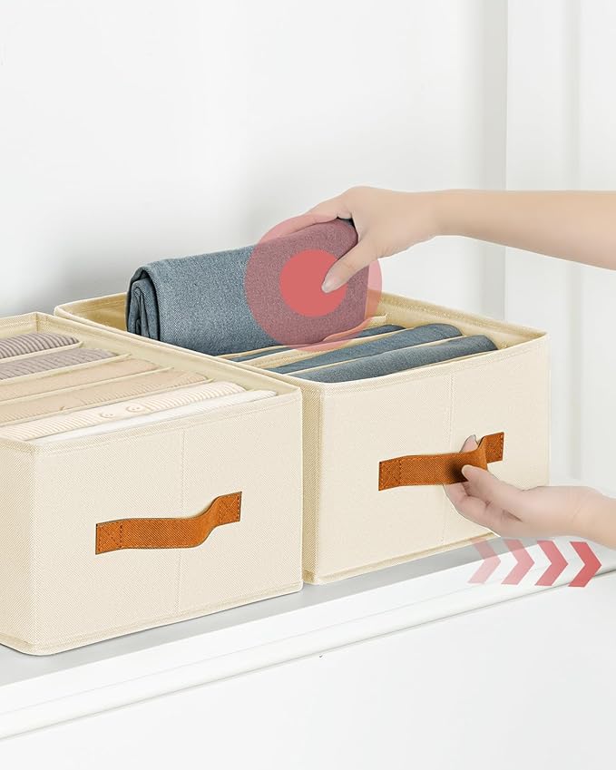 Homsorout Closet Organizers and Storage - Fabric Clothes Organizer with Handles, Foldable Jeans Organizer for Clothes, Drawer