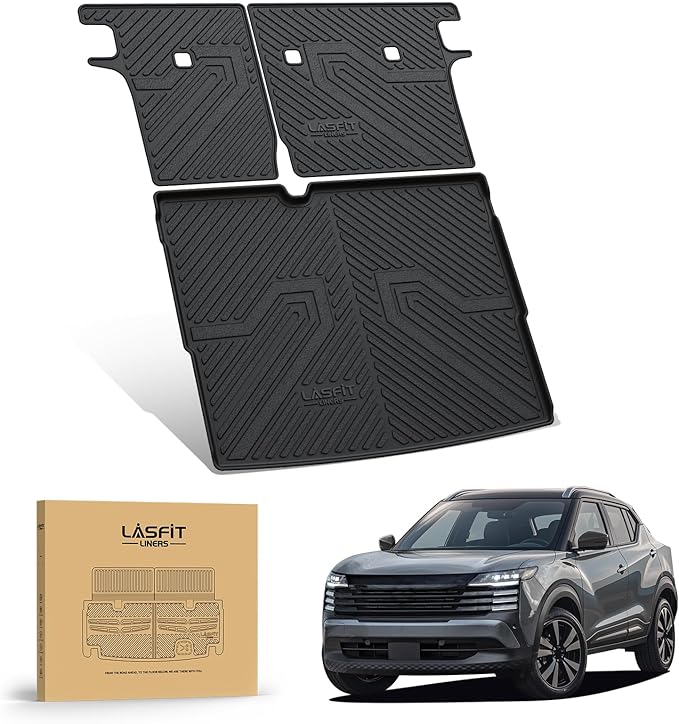 LASFIT Cargo Mat & Backrest Mats for Nissan Kicks 2025-2026 (Not Fit AWD & 2025 Kicks Play), All Weather TPE Custom Fit Easy Clean Durable No-Curling Trunk Mat for Kicks 2025-2026 S/SV/SR Cargo Liner