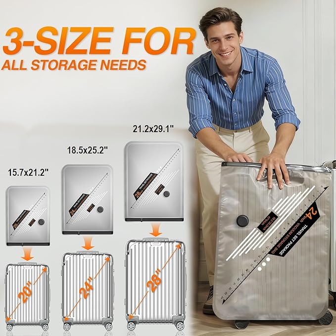 Travel Vacuum Bags with Cordless Electric Pump, GZOKMOG 12 Pack Space Saver Storage Bags, Vacuum Seal Bags for Clothing, Comp