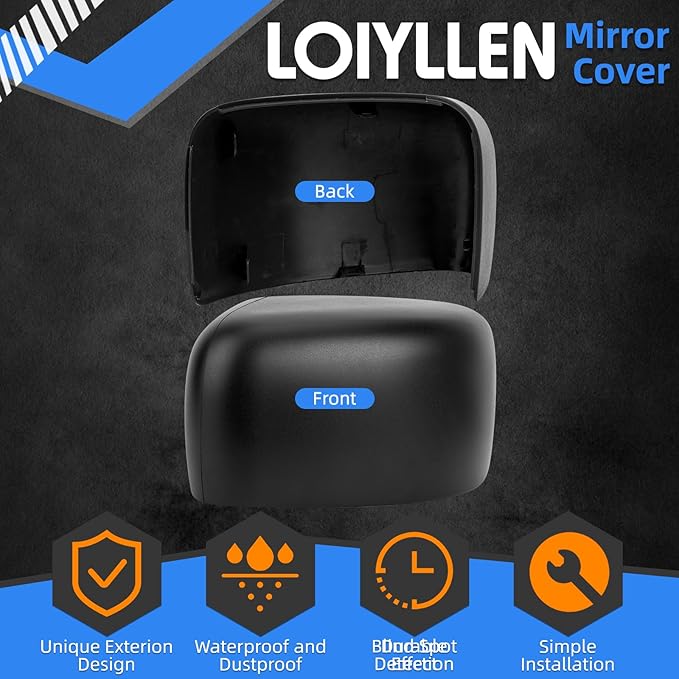 Driver Side Mirror Cover Replacement for Jeep Renegade 2015 2016 2017 2018 2019 - Left Side Mirror Covers, Rear View Mirror Cap Accessories Without Lamp, Textured
