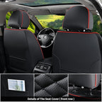 Coverado Seat Covers Full Set, Waterproof Nappa Leather Seat Covers for Cars, 5 Seats Universal Car Seat Protectors, Black Ca