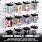 Unittype 20 Set Pegboard Organizer Accessories Peg Boards Jars with Lids Plastic Pegboards Bins Storage Containers Clear Peg 