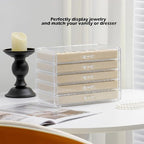 YUFONG Jewelry Organizer with 5 Drawers Clear Acrylic Earring Display Case Velvet Jewelry Storage Box Display Holder for Earr