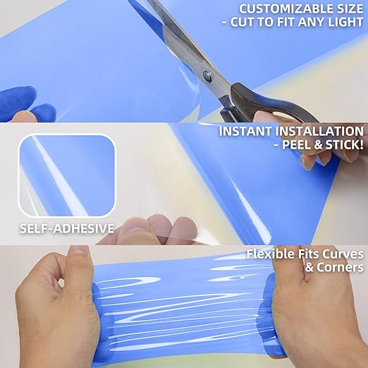 Lypumso Color Transform Light Filters, DIY Self Adhesive Car Light Tint Repair Tape for Headlight Fog Tail Lights, Transparent Outdoor Lights Window Home Decor Vinyl Wrap Film (Blue, 4in x 20ft)