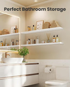 AMADA HOMEFURNISHING 35.4" L Floating Shelves, Wall Shelves Set of 3 for Bathroom/Living Room/Bedroom/Kitchen, White Floating