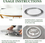 Koville 16'' Luxurious Natural Marble Lazy Susan Marble Turntable for Kitchen Dinning, Lazy Susans Organizer for Cabinet, Ser