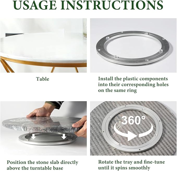 Koville 16'' Luxurious Natural Marble Lazy Susan Marble Turntable for Kitchen Dinning, Lazy Susans Organizer for Cabinet, Ser