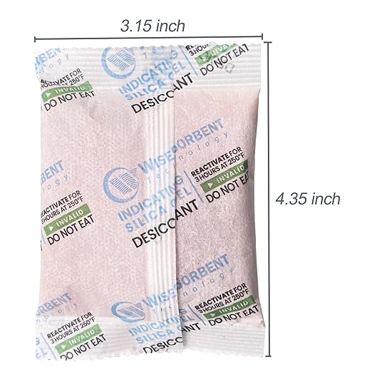 [6 Packs] 50g Desiccant Packs, Indicating Silica Gel Packets, Rechargeable Desiccant Packs, Desiccant Moisture Absorber for
