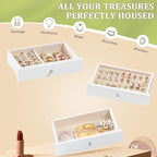 Jewelry Box Organizer, Rustic Wooden Jewelry Boxes for Women Girls, Large Storage Earring Holder Organizer Display for Earrin