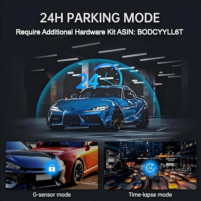 3 Channel Mirror Dash Camera, 4K/3K+2.5K/1080p+1080p Rear View Mirror Camera with GPS, APP Control, WDR Night Vision, G-Senso
