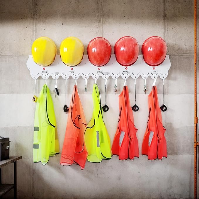 Wall Mounted Hard Hat Rack Hanger Hook Safety Helmet Holder Organizer, Construction Worker Hard Hat Fixer Placement helmet Ha
