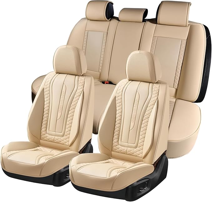 Coverado 9912 Car Seat Covers Full Set, Front Seat Cover and Back Seat Covers for Cars, Faux Leather Waterproof Seat Covers, 