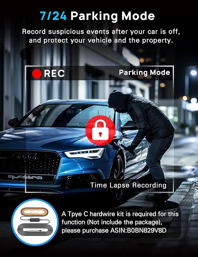 Navycrest 4K Dash Cam Front and Rear with 64GB Card, Built-in 5G WiFi, Dash Camera for Cars 4K Front and 1080P Rear, Dashcams
