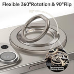 SYNCWIRE Magnetic Phone Ring Holder for MagSafe, 360° Rotation Cell Phone Grip Stand Finger Ring Kickstand Two-Sided Magnet Compatible with iPhone 17 Pro Max 16 15 14 13 12 MagSafe Accessories