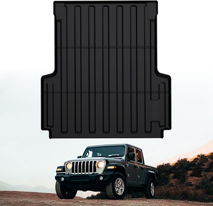 LASFIT 5FT Bed Liner for Jeep Gladiator JT 2026 2025 2024 2023 2022 2021 2020 (60 inches), All Weather TPE Custom Fit Truck Bed Mat Truck Cargo Bed Liner, Black