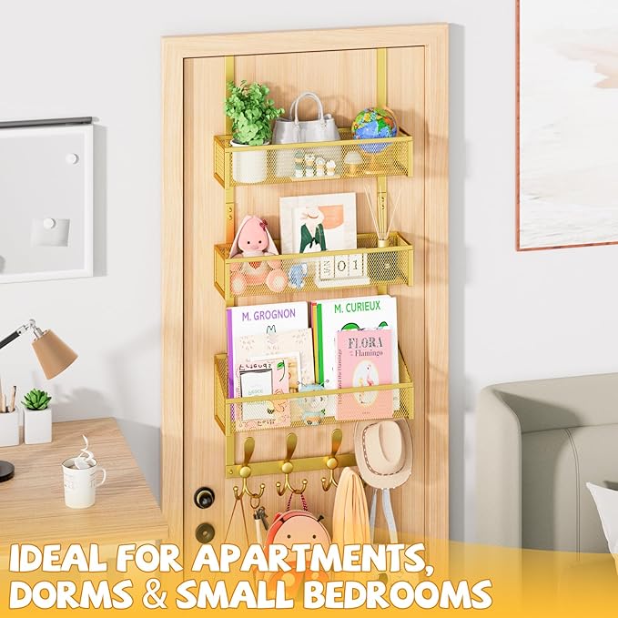 Kaiferty Over The Door Hooks Organizer, Coat Rack Over The Door Storage Hanger Towel Rack, Back of Door Storage Organizer for