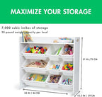 Humble Crew Toy Storage Organizer with Top Shelf and 9 Removable Bins, White/White – Toddler Bookshelf with Toy Organizer - M