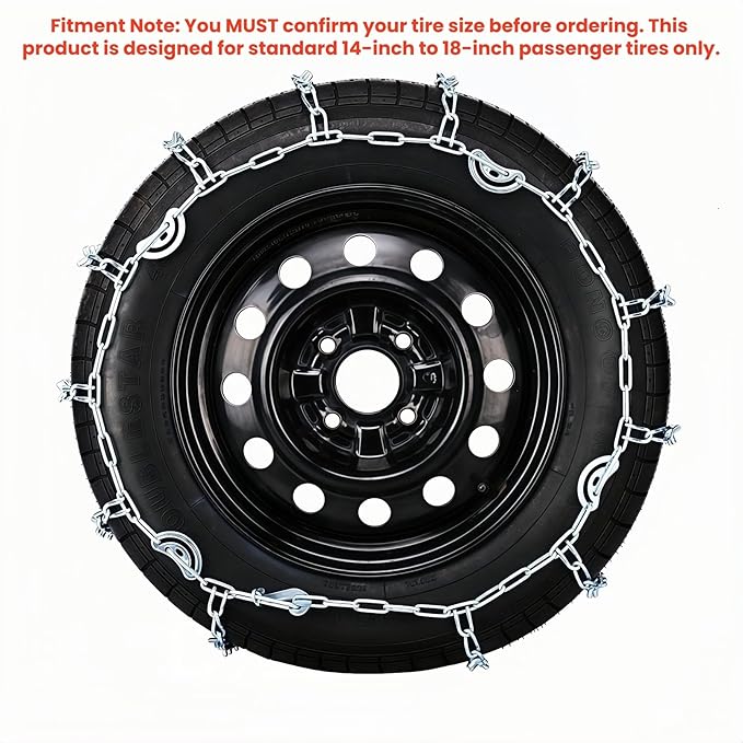 Super Grip V-Bar Ice & Snow Chains 2 Pack for Cars & SUVs - 14" to 18" Tire Anti-Slip Ice & Deep Snow Traction, Easy Installa