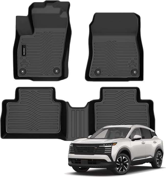 Auxko All Weather Floor Mats Fit for 2026 2025 Nissan Kicks TPE Liners Accessories All Season Guard Odorless Anti-Slip Floor Mats for Nissan Kicks 2026 2025 Black
