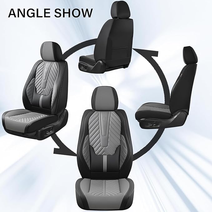 Coverado Front Car Seat Covers, Waterproof Seat Covers with Lumbar Support, Leather Seat Covers, Car Seat Covers Front Seats,