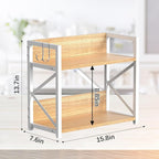 RUILALIFE Kitchen-Countertop-Organizer-Shelf, 2 Tier Coffee Bar Station Organizer for Counter,Wooden Spice Rack Shelf, Space 