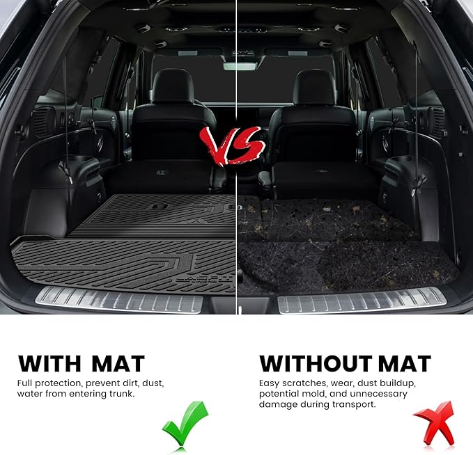 LASFIT Cargo Trunk Mat & Backrest Mats for Hyundai Palisade 2026 All Weather TPE Custom Fit Car Trunk Mats Cargo Liner & Seatback Mats Accessoires, Black