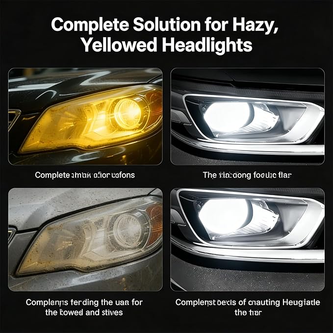 Headlight Restoration Kit, Car Headlight Cleaner, No Power Tools Needed Spray & Wipe, Restores Clarity & Shine, Long-Lasting 