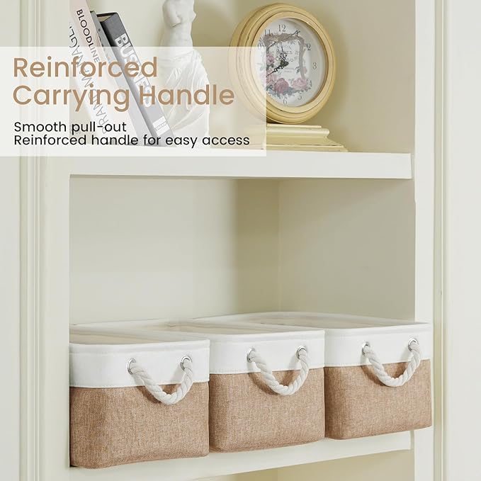 Storage Baskets for Shelves 13.8x9.8x6.7 Inch, Foldable Fabric Storage Bins with Handles, Small Storage Baskets for Organizin